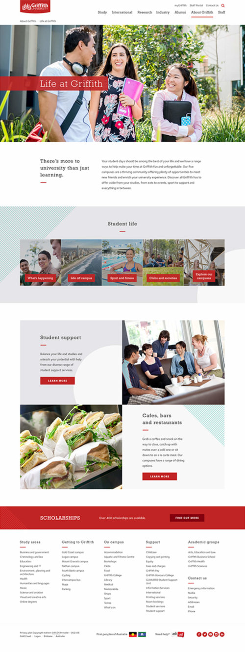 griffith uni website screens