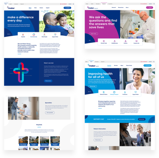 The Mater Group website screenshots - built by JSAcreative on the Kentico CMS